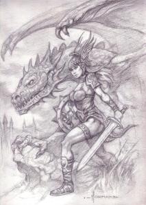 Guerriere et dragon